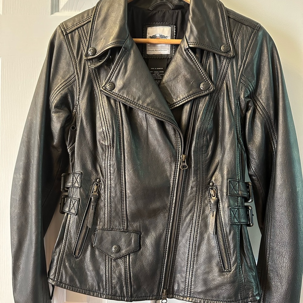 Harley-Davidson® Women's Faircrest Patina Leather Biker Jacket, BRONZED PATINA